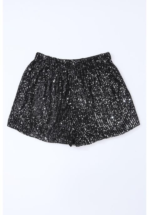 Dam Sequin High Waist Casual Shorts i Svart - Image 6