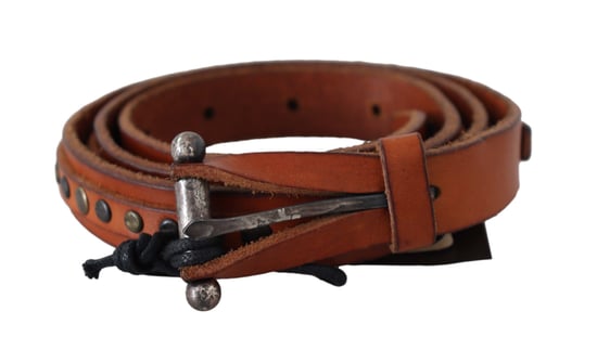 Scervino Street Women's Brown Genuine Leather Rustic Silver Buckle Belt