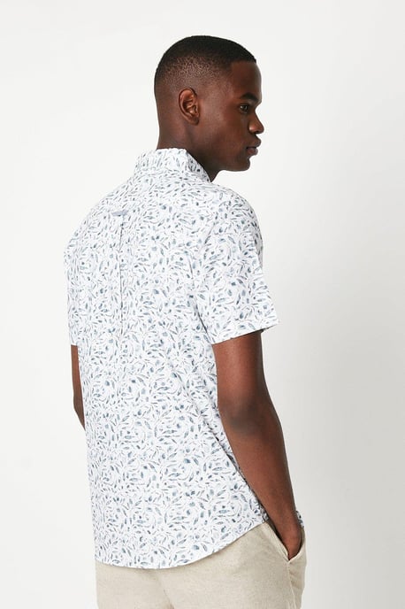 Grey Floral Print Short Sleeve Shirt
