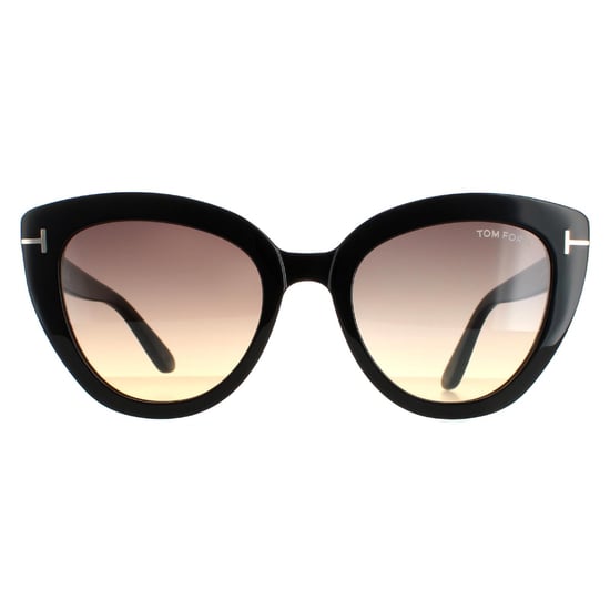 Tom Ford Cat Eye Womens Shiny Black Smoke Gradient Izzi FT0845