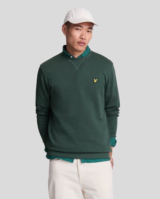 Sweatshirt med rund hals för herrar i grönt - Image 1