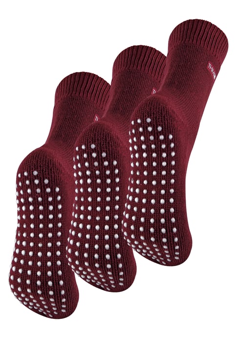 THMO - 3 par damsockor med fleecefoder och andningsaktiva tofflor - Deep Fuchsia - Image 1