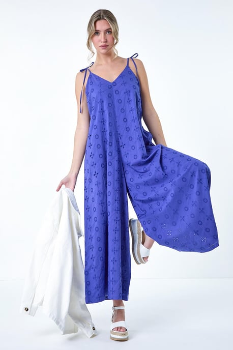 Cotton Broderie Pocket Wide Leg Jumpsuit