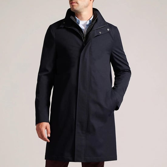 Men's Ted Baker Erolson Funnel Neck Coat in Navy - Image 2