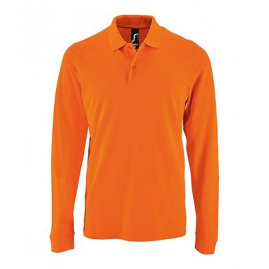 SOLS Heren Perfecte Lange Mouw Pique Polo Shirt (Oranje) - Image 1