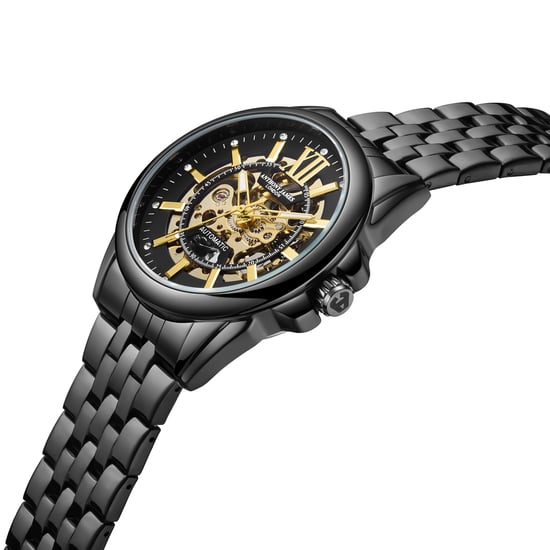 Black Skeleton Automatic Anthony James Men's Luxury Watch - Image 4