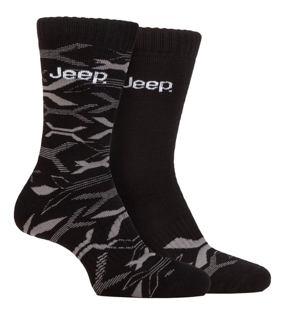 Mens Bamboo Work Boot Socks | Jeep | Soft and Breathable Thick Heavy Duty Cushioned Socks, Knit Ribbed Style Walking Socks - Black / Charcoal - Image 1