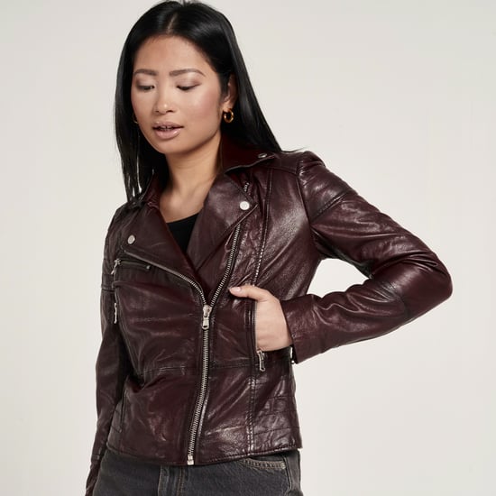 Barneys Originals Leather Jacket In Wine