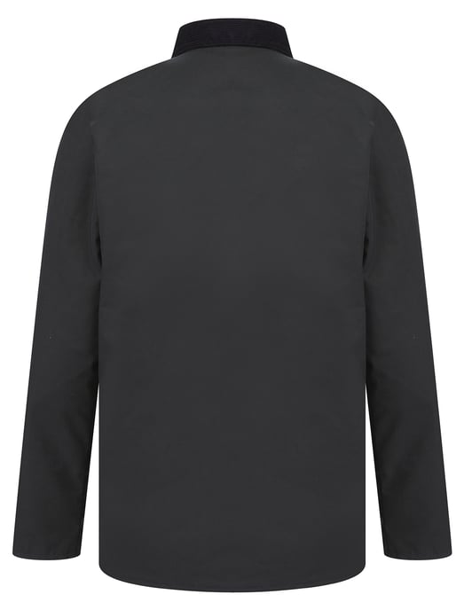 Navy Cotton Wax Jacket With Corduroy Collar