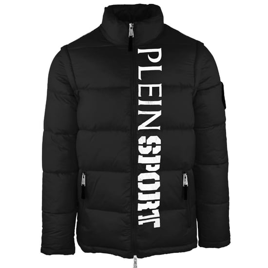 Plein Sport Vertical Logo Padded Black Jacket