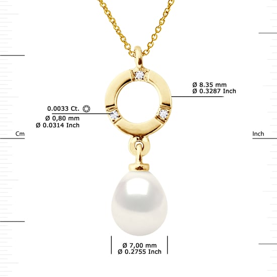 DIADEMA - Pendant - Yellow Gold and Real Freshwater Pearls - White