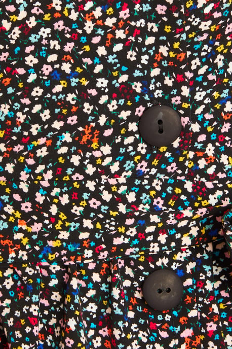 Petite Black Floral Skater Dress