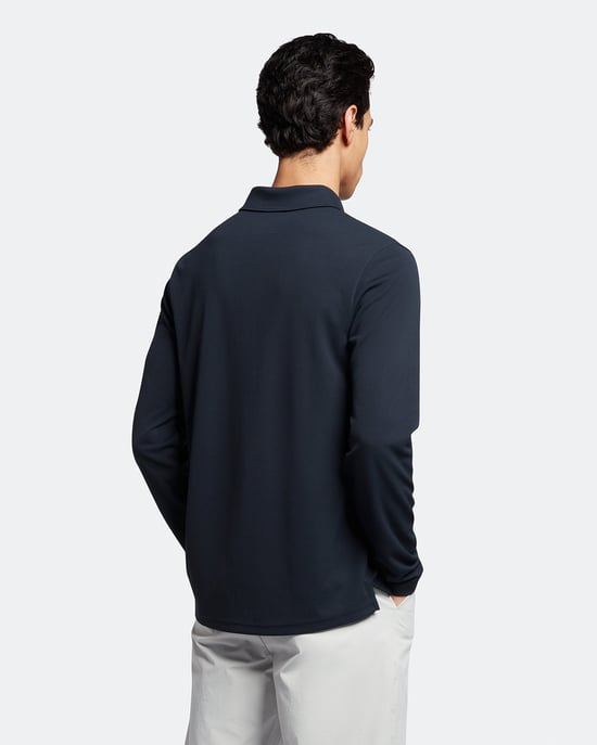 Lyle & Scott Golf Long Sleeve Technical Polo Shirt in Navy