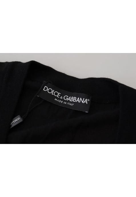Dolce & Gabbana Men's Black Wool Button Down Cardigan Sweater - Image 6