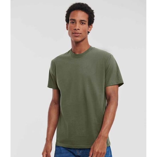 Russell Mens Ringspun Cotton Classic T-Shirt (Olive Green) - Image 3