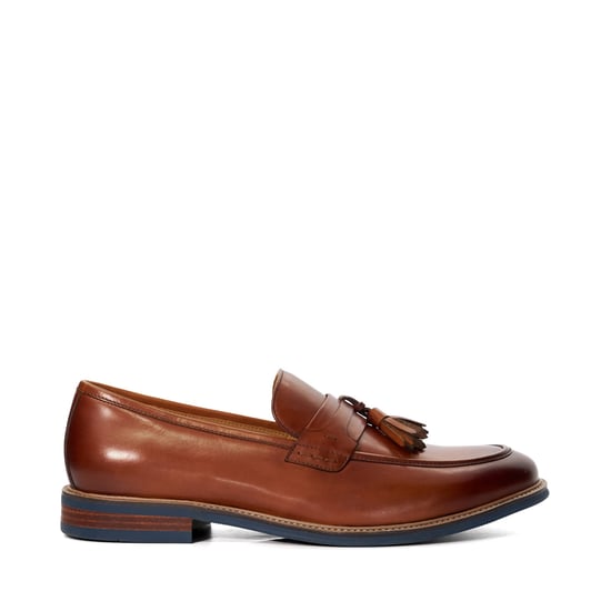 Dune Mens Simley - Leather Contrast Sole Tassel Loafers - Image 2