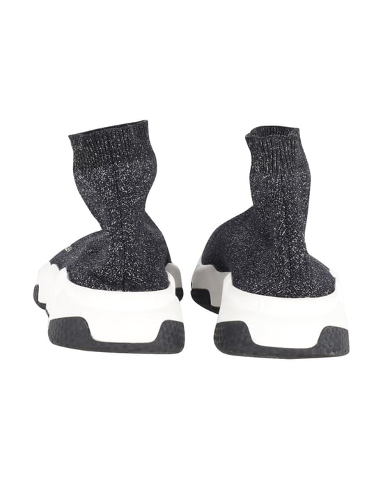 Balenciaga Glanzende Speed Sneakers in Zwart en Zilver Polyester - Image 4