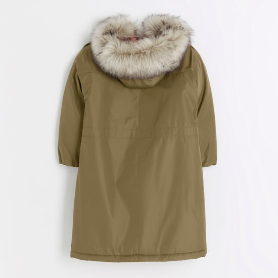 River Island Girls Parka Coat Khaki Hooded