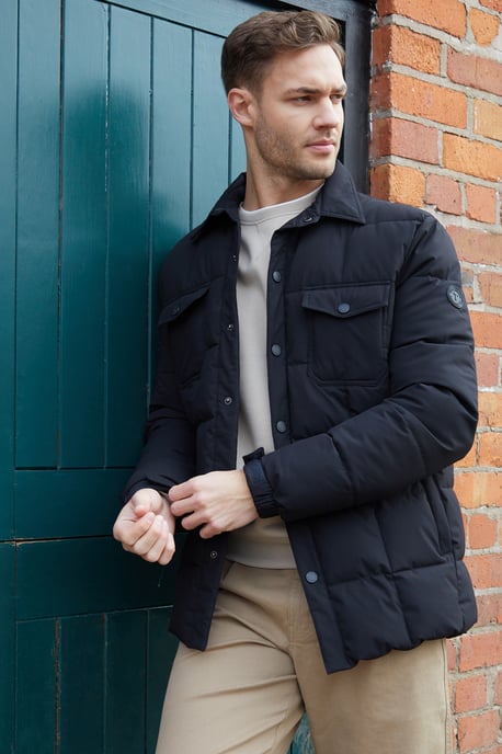 Black Lightweight Collared Quilted Jacket
