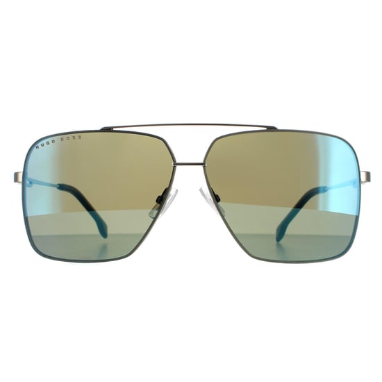 Hugo Boss Round Mens Ruthenium Havana  Kaki Blue Mirror  BOSS 1325/S