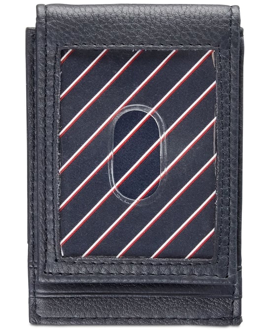 Tommy Hilfiger Men's Wallet Navy Blue Bifold Gus Leather Pocket