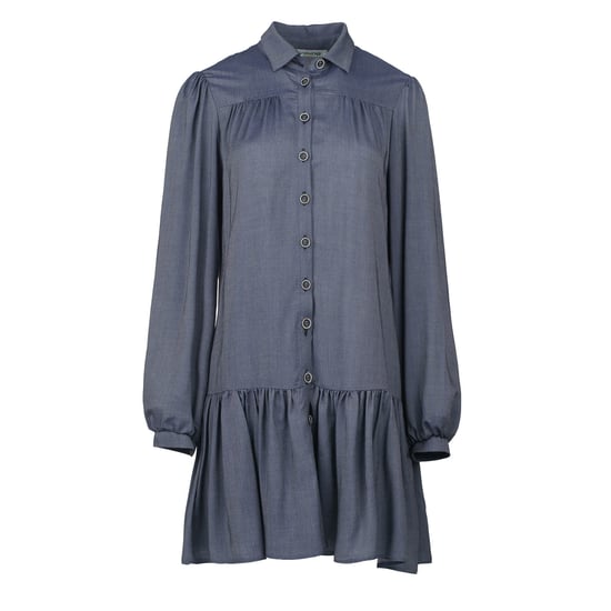 Blue Denim Style Dress with Buttons - Image 2