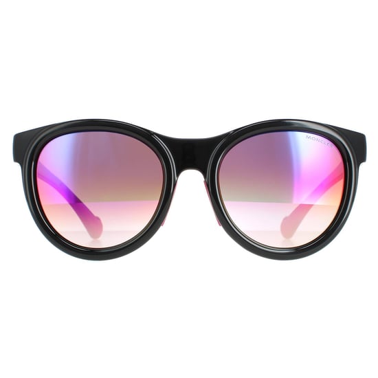 Moncler Round Unisex Shiny Black Smoke Mirror  ML0087
