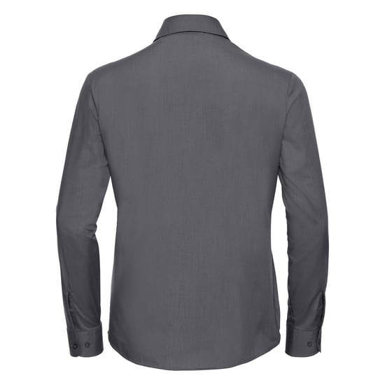 Russell Collection Dames/Dames Klassiek Polycotton Easy-Care Shirt met Lange Mouwen (Konvooi Grijs) - Image 2