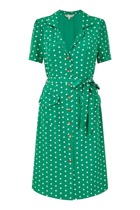 Green Spot Retro Shirt Dress