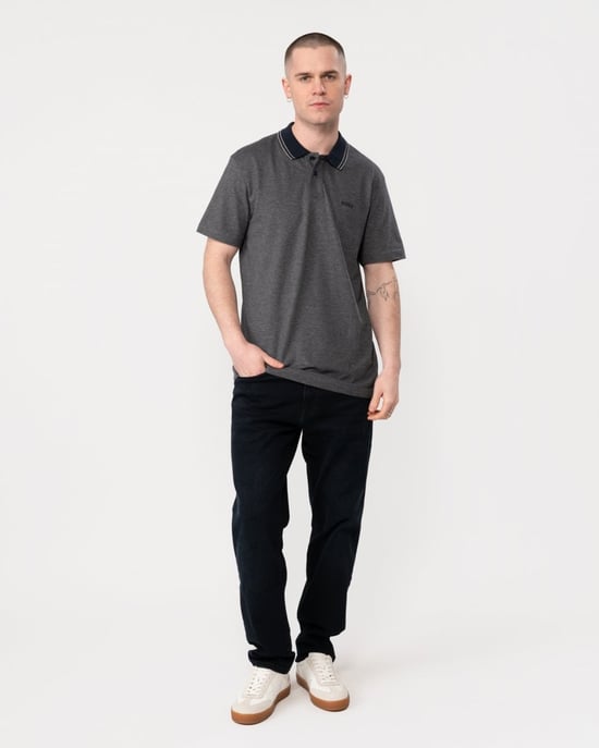 BOSS Orange Oxford New Mens Contrast Collar Short Sleeve Polo Shirt - Image 3
