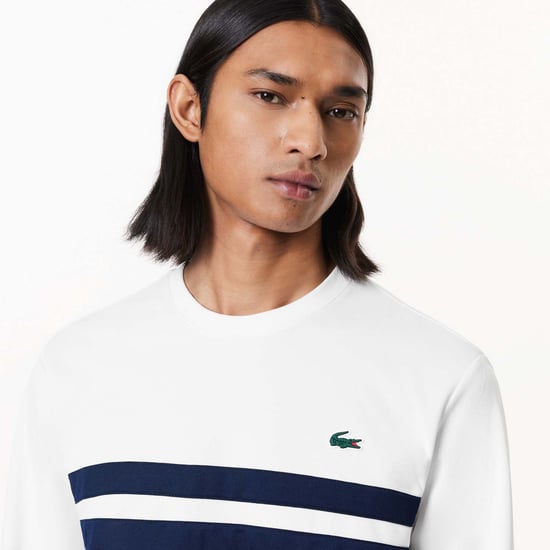 Men's Lacoste Sportsuit Ripstop Tennis Sweatshirt in White Navy