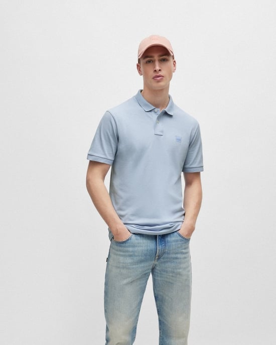 BOSS Orange Passenger Mens Stretch-Cotton Slim-Fit Polo Shirt with Logo Patch - Image 3