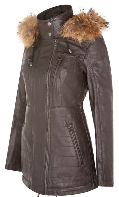 Women's slim fit leather park bag with hooded top - Northam