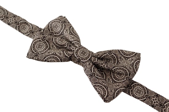 Dolce & Gabbana Black white 100% Silk Adjustable Neck Papillon Men's Tie
