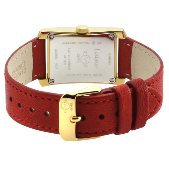 GV2 Womens Luino Diamond White MOP Dial,Swiss Quartz Genuine Italian Leather Red Watch - Image 3