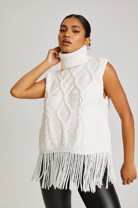 White Tassel Knit Vest