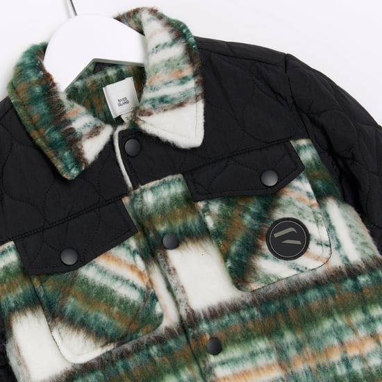 River Island Mini Boys Shacket Green Check Hybrid