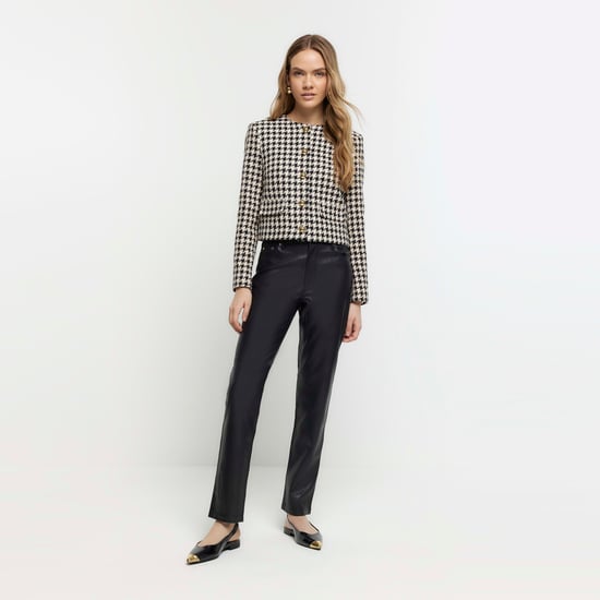 River Island Womens Straight Trousers Black Faux Leather
