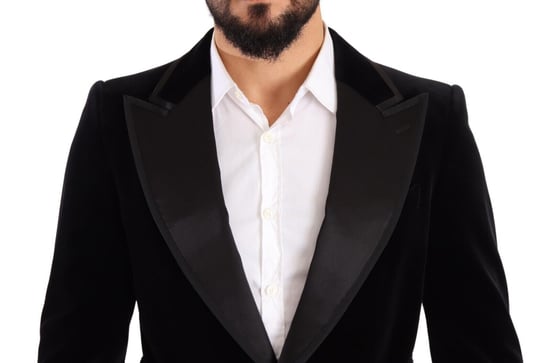 Dolce & Gabbana Herr Svart Sammet Enknäppt Blazer - Image 4