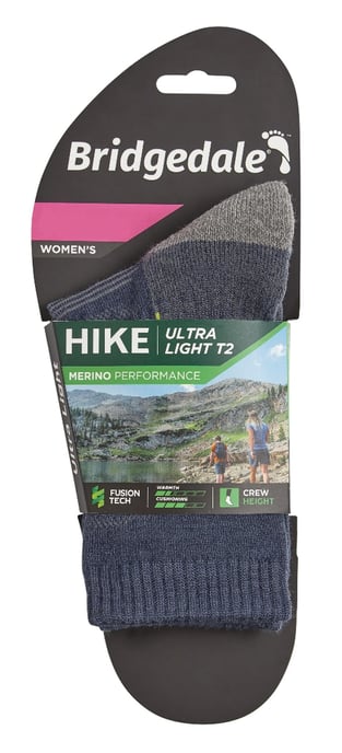 Bridgedale - Womens Hiking Ultralight Merino Wool Socks - Denim - Image 2