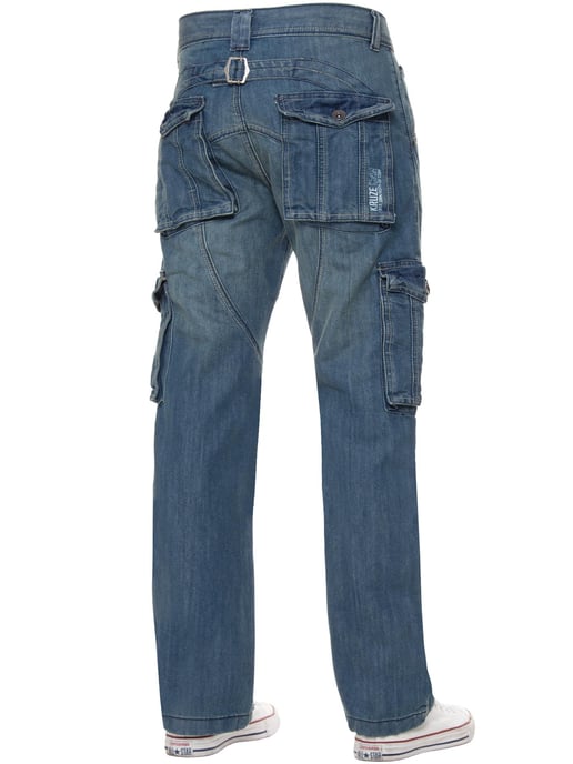 Kruze heren Cargo Combat Jeans - Blauw - Image 2