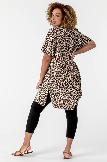 Curve Plain Elastic Waist Cropped Leggings - Image 3