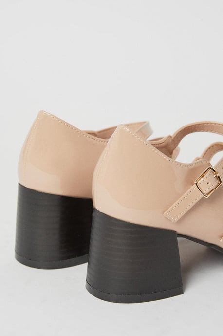 Valerie Square Toe Double Strap Mary Jane Court Shoes