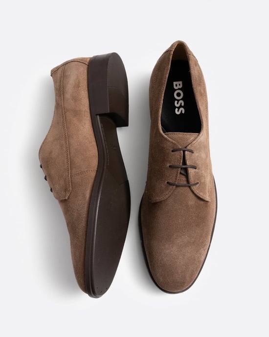 BOSS Orange Colby Mens Suede Derby Shoes with Removable Padded Insole