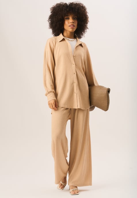 Textured Oversize Fit Long Sleeves Shirt