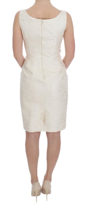 Dolce & Gabbana Dames Witte Brokaat Kristallen Sheath Jurk - Image 3