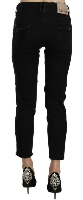 John Galliano Vrijetijdspantalon, zwart, met midden taille en geknipte zoom. - Image 4