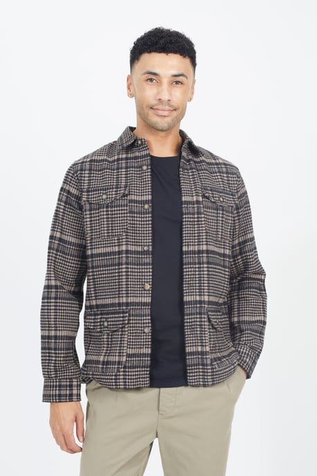 Cotton Blend Long Sleeve Check Shirt
