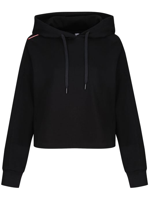 Luke 1977 Womens Cobra Cropped Workout Hoodie in Black
