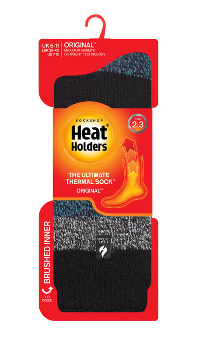 Värmehållare - Extra tjocka termosockor för herrar för vintern | Varma fluffiga fleeceisolerade strumpor | Gåvor till män - Svart / Blå (Lindos) - Image 2